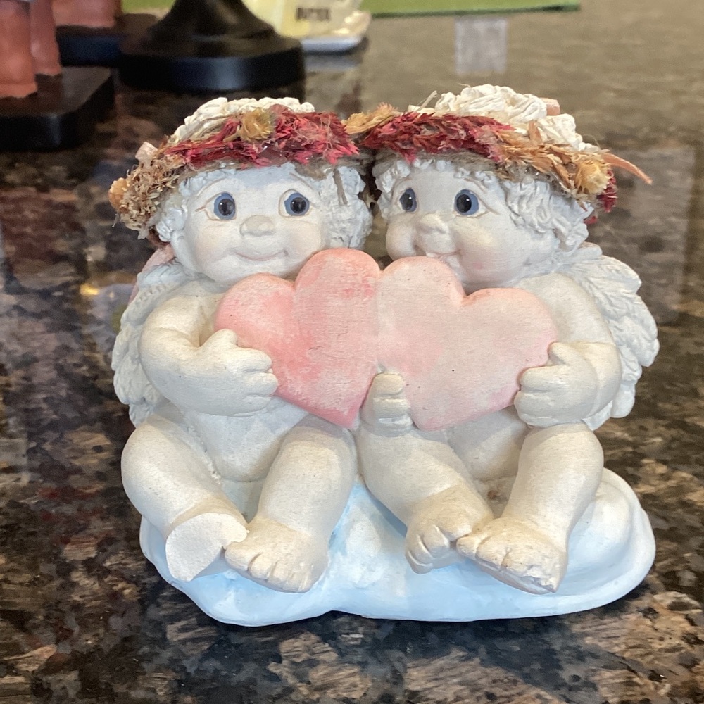 Charming Angel Figurine with Pink Hearts